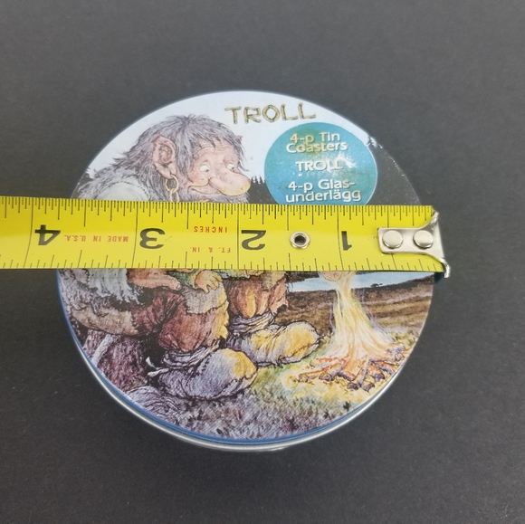 - 4 tin troll coasters Cork bottoms with box - Picture 5 of 6